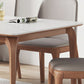 Mesa de comedor de piedra blanca rectangular moderna con 4 patas de nogal