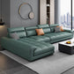 Faux Leather L-Shape Sectional with Adjustable Head Pillow for 4 People