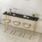 White and Black Glam Style Bar Table in Iron Top and Faux Marble Milk Tea Shop Bar Table Clearhalo 'Bar Furniture' 'Bar Tables' 'bar_tables' 'furn' 'furn_bar_tables' 'Furniture' 'furniture_bar_tables' 'Kitchen & Dining Furniture' 1200x1200_80c2abb0-107d-484b-9a10-2e0f2774e281