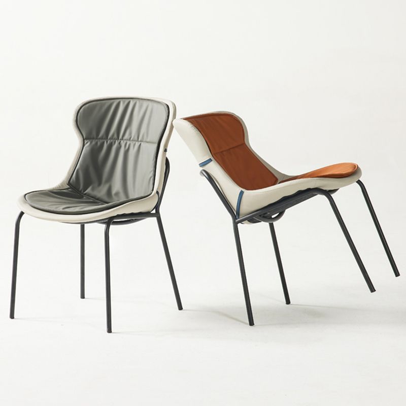 Industrial Style Leather Dining Side Chairs Solid Back Armless Side Chair Clearhalo ' kitchen&dining_furn' 'Dining Chairs' 'Dining Tables & Seating' 'dining_chair' 'furn' 'furn_dining_chair' 'Furniture' 'furniture_dining_chair' 'Kitchen & Dining Furniture' 'kitchen' 1200x1200_80c35761-c401-4a79-91d2-b87a6af66487