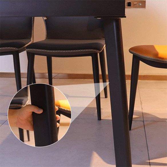 Contemporary Style Sintered Stone Dining Table with Grey Fixed Table and 4 Black Legs Base Clearhalo 'Dining Room Sets' 'Dining Tables & Seating' 'dining_room_set' 'furn' 'furn_dining_room_set' 'Furniture' 'furniture_dining_room_set' 'Kitchen & Dining Furniture' 'kitchen&dining_furn' 'kitchen' 1200x1200_80c3ae71-1643-4b5b-b710-5400f7e1883a