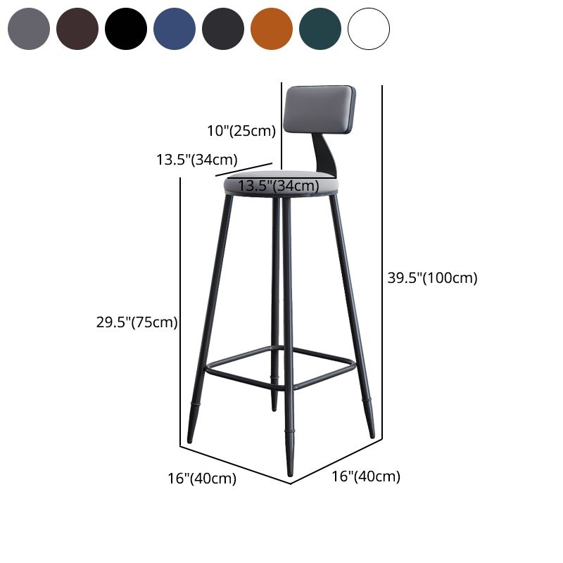 Industrial Armless Backrest Counter Stool Iron Milk Tea Shop Bar Stool with Cushion Clearhalo 'Bar Furniture' 'Bar Stools' 'bar_stools' 'furn' 'furn_bar_stools' 'Furniture' 'furniture_bar_stools' 'Kitchen & Dining Furniture' 1200x1200_80c41d04-2872-4eda-bd7d-fa42f70e5b9f