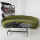 Green Contemporary Sofa with Sloped Arm for Living Room Curved Sofa