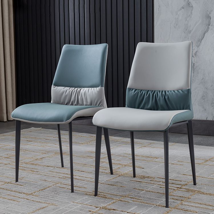 Industrial Metal Dining Room Chairs Armless Faux Leather Chair for Home Use (Set of 2) Clearhalo ' kitchen&dining_furn' 'Dining Chairs' 'Dining Tables & Seating' 'dining_chair' 'furn' 'furn_dining_chair' 'Furniture' 'furniture_dining_chair' 'Kitchen & Dining Furniture' 'kitchen' 1200x1200_80c4e2b8-6073-4c57-83a1-1e41b1577fe8