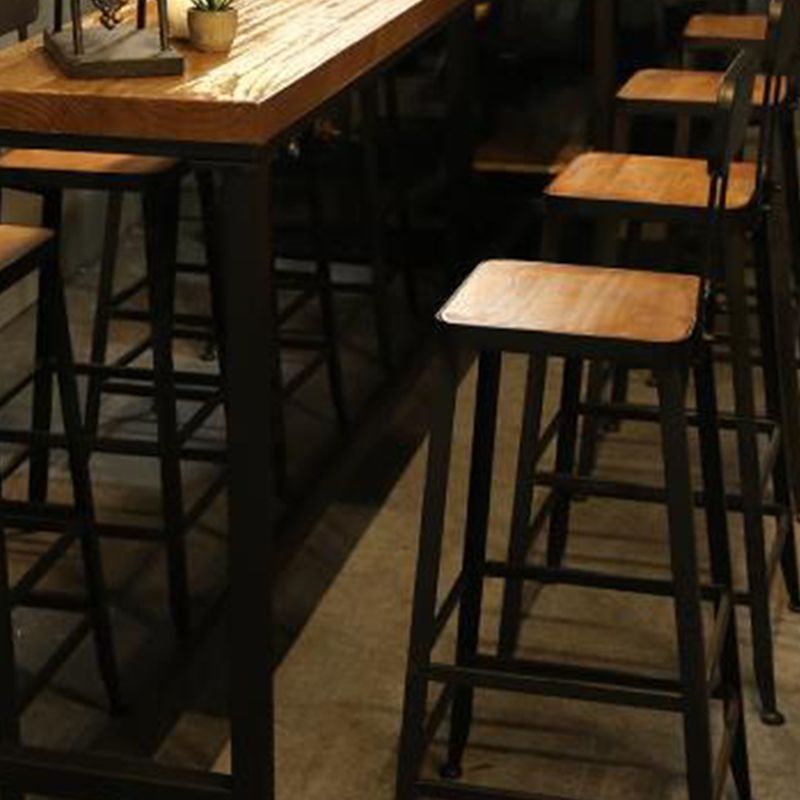 Modern Style Brown Bar Table Solid Wood and Iron Coffee Shop Bar Table Clearhalo 'Bar Furniture' 'Bar Tables' 'bar_tables' 'furn' 'furn_bar_tables' 'Furniture' 'furniture_bar_tables' 'Kitchen & Dining Furniture' 1200x1200_80cab307-f85a-4c3f-80ed-2e6325e648e2