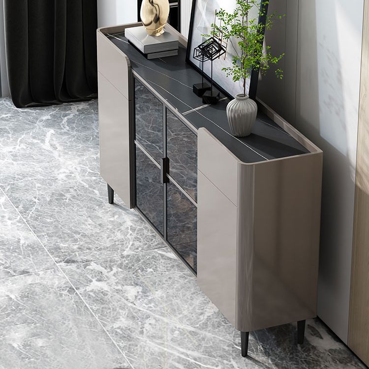 Bouchon contemporain de crédinza avec serveur de lumières LED avec armoires et tiroirs