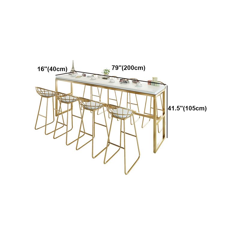 White Glam Style Counter in Faux Marble and Iron Milk Tea Shop Bar Table Clearhalo 'Bar Furniture' 'Bar Tables' 'bar_tables' 'furn' 'furn_bar_tables' 'Furniture' 'furniture_bar_tables' 'Kitchen & Dining Furniture' 1200x1200_80cf522f-4ef7-47dc-a466-823aae0beb78