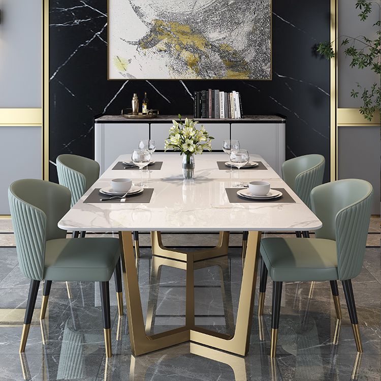 Home Scandinavian Style Sintered Stone Dining Bench Set Rectangular Dining Table with Trestle Base Clearhalo 'Dining Room Sets' 'Dining Tables & Seating' 'dining_room_set' 'furn' 'furn_dining_room_set' 'Furniture' 'furniture_dining_room_set' 'Kitchen & Dining Furniture' 'kitchen&dining_furn' 'kitchen' 1200x1200_80d0b078-5c9b-40cd-9cf0-7e951b1b75bf