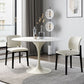 Contemporary Dining Table with White Pedestal Round Stone Top Dining Table