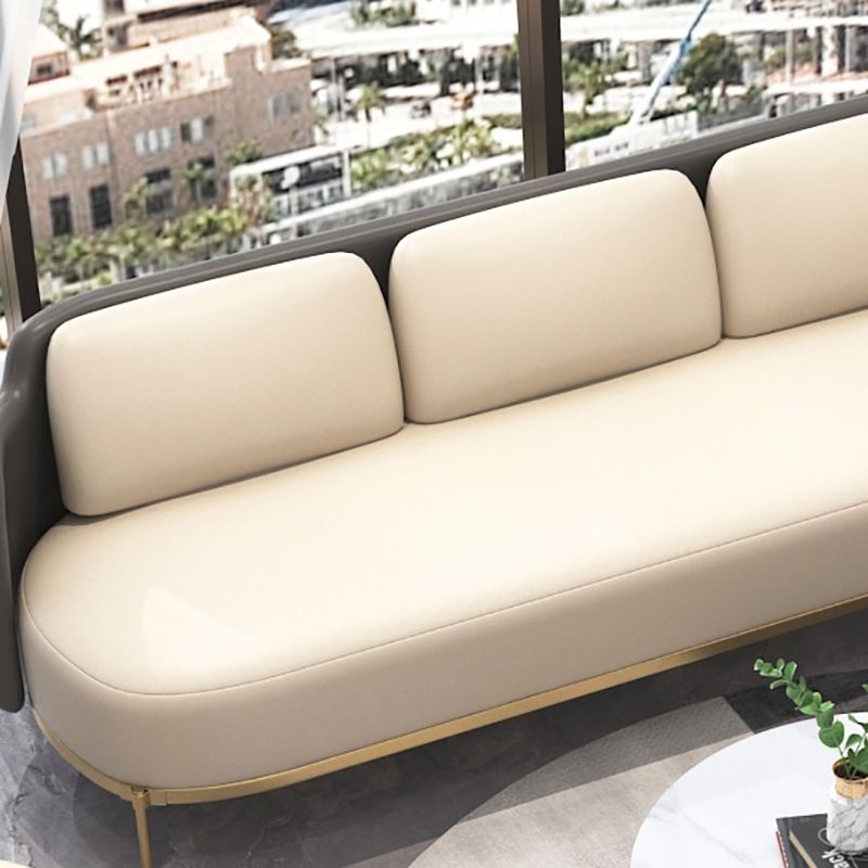 Tuxedo arm Standaard bankleer en ijzeren zitplaatsen in beige voor bonusruimte