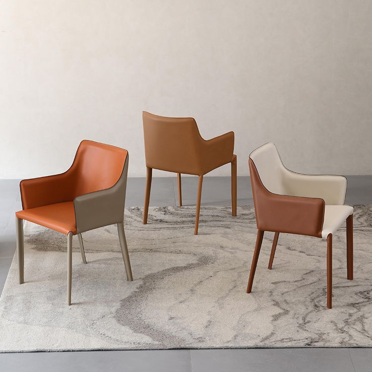 Upholstered Arm Chair Indoor Modern Faux Leather Dining Arm Chair with Metal Frame Clearhalo 'Dining Chairs' 'Dining Tables & Seating' 'dining_chair' 'furn' 'furn_dining_chair' 'Furniture' 'Kitchen & Dining Furniture' 1200x1200_80d35ab8-85ea-4bcc-abec-9934419b48bf