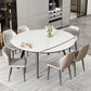 Mesa de comedor sencilla y moderna, mesa de comedor de piedra sinterizada con base de madera