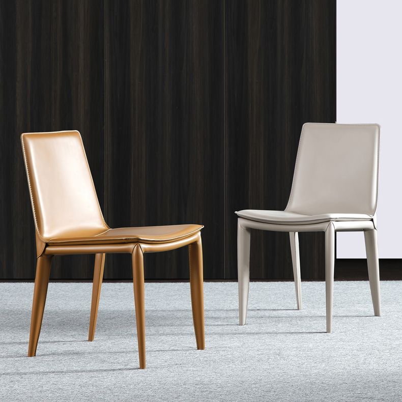 Simple Design Leather Chairs Dining Room Solid Back Side Chair (Set of 2) Clearhalo ' kitchen&dining_furn' 'Dining Chairs' 'Dining Tables & Seating' 'dining_chair' 'furn' 'furn_dining_chair' 'Furniture' 'furniture_dining_chair' 'Kitchen & Dining Furniture' 'kitchen' 1200x1200_80d55b77-e529-4ae0-928c-00b43a3dd987