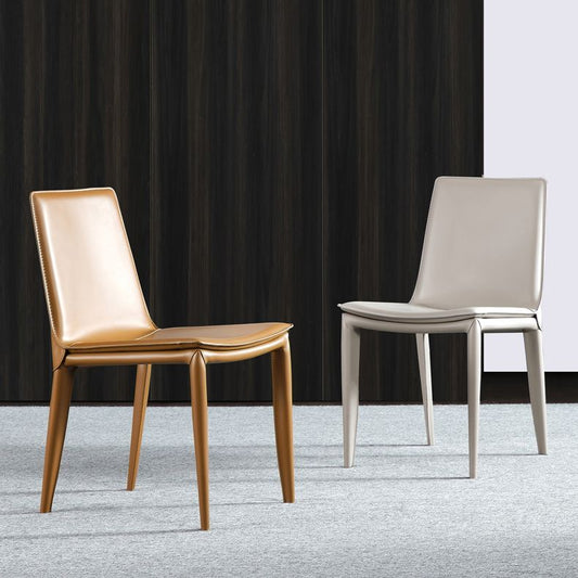 Simple Design Leather Chairs Dining Room Solid Back Side Chair (Set of 2) Clearhalo ' kitchen&dining_furn' 'Dining Chairs' 'Dining Tables & Seating' 'dining_chair' 'furn' 'furn_dining_chair' 'Furniture' 'furniture_dining_chair' 'Kitchen & Dining Furniture' 'kitchen' 1200x1200_80d55b77-e529-4ae0-928c-00b43a3dd987