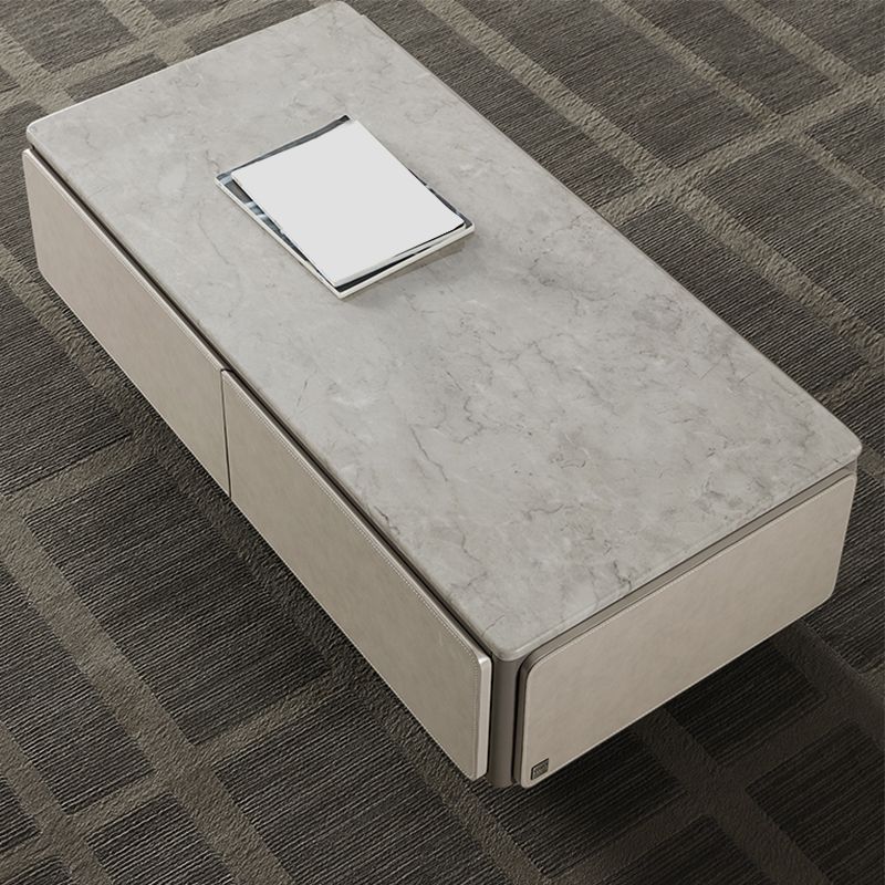 Contemporary Coffee Or End Table Marble with Storage Drawers Rectangle Clearhalo 'Coffee & Accent Tables' 'Coffee Tables' 'coffee_tables' 'furn' 'furn_coffee_tables' 'Furniture' 'Living Room Furniture' 1200x1200_80d5f187-8a48-46b1-807c-074018ca26a8