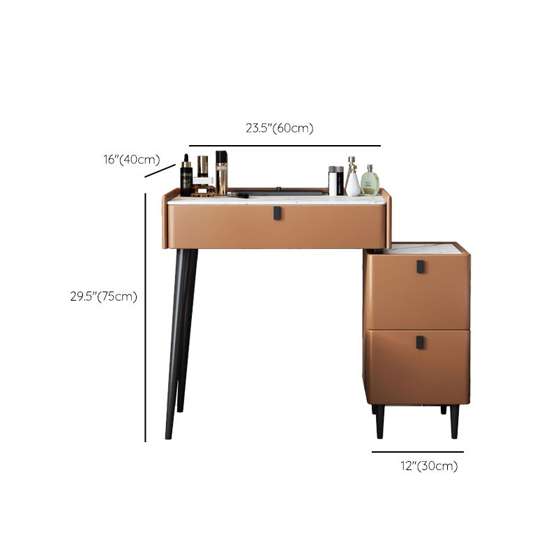 Modern 29.52 " H Slate Top Makeup Table with Drawers Vanity Stool