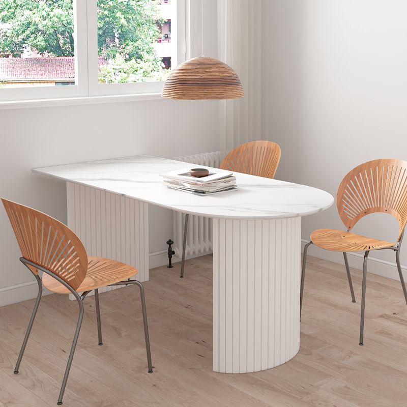 Modern Style White Dining Table Wood Dining Table with Double Pedestal Base Clearhalo ' dining_table' 'Dining Tables & Seating' 'Dining Tables' 'furn' 'furn_dining_table' 'Furniture' 'furniture_dining_table' 'Kitchen & Dining Furniture' 'kitchen&dining_furn' 'kitchen' 'kitchen_dining_table' 1200x1200_80d86913-f03c-4946-8a5e-d50484911cbd