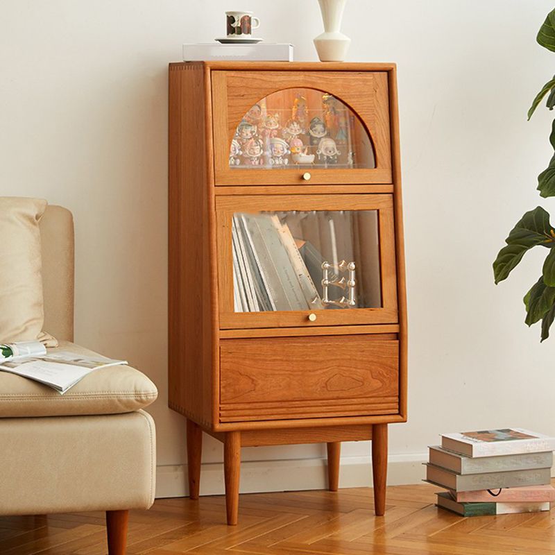 Solid Wood Cabinet Natural Glass Paned Accent Cabinet with Doors Clearhalo 'Cabinets & Chests' 'cabinets_chests' 'furn' 'furn_cabinets_chests' 'Furniture' 'Living Room Furniture' 1200x1200_80d8c369-645b-4d3d-8bda-902847bd9167