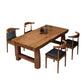 Mesa de comedor rectangular con pedestal doble, mesa moderna de madera de pino para uso en cocina
