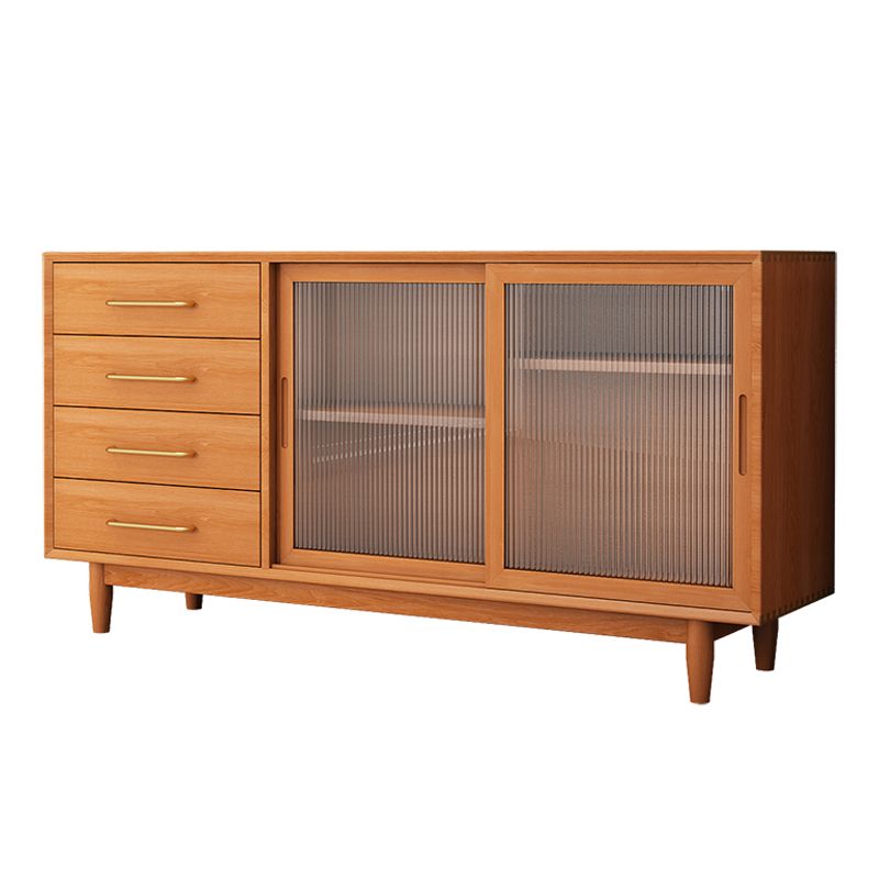 Twee deuren vier laden Sideboard Bruin 32-inch hoogtebuffettafel voor woonkamer