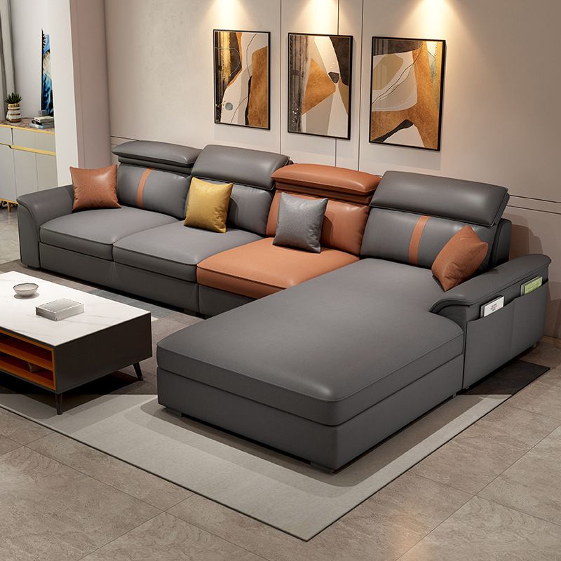 Contemporary Sofa Pillow Back Cushions Sectional with Pillow Top Arm Clearhalo 'furn' 'furn_sectionals' 'Furniture' 'furniture_sectionals' 'Living Room Furniture' 'Sectionals' 1200x1200_80df3686-44a7-4aaf-897d-7865e0a2e617