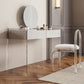Glam Style Acrylic White Slate Table Top Transparent Base with 2 Drawer Dresser