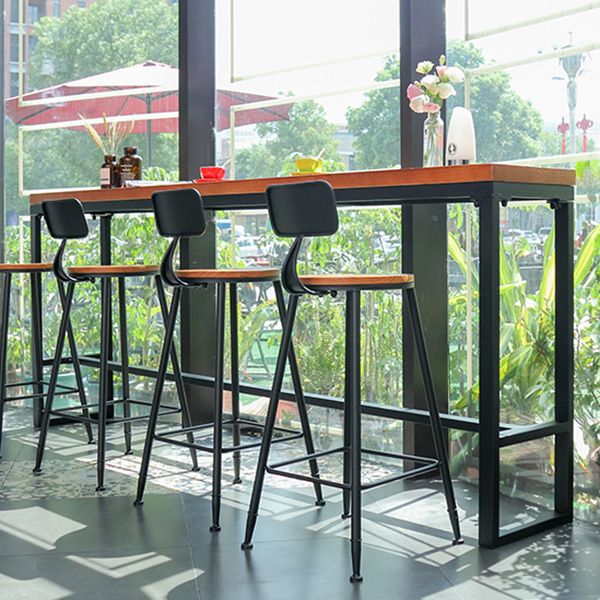 Industrial Rectangle Bar Dining Table Metal and Solid Wood Bar Height Table Clearhalo 'Bar Furniture' 'Bar Tables' 'bar_tables' 'furn' 'furn_bar_tables' 'Furniture' 'Kitchen & Dining Furniture' 1200x1200_80dfd6f7-7ade-4e1f-9c32-7533a06d4ecb