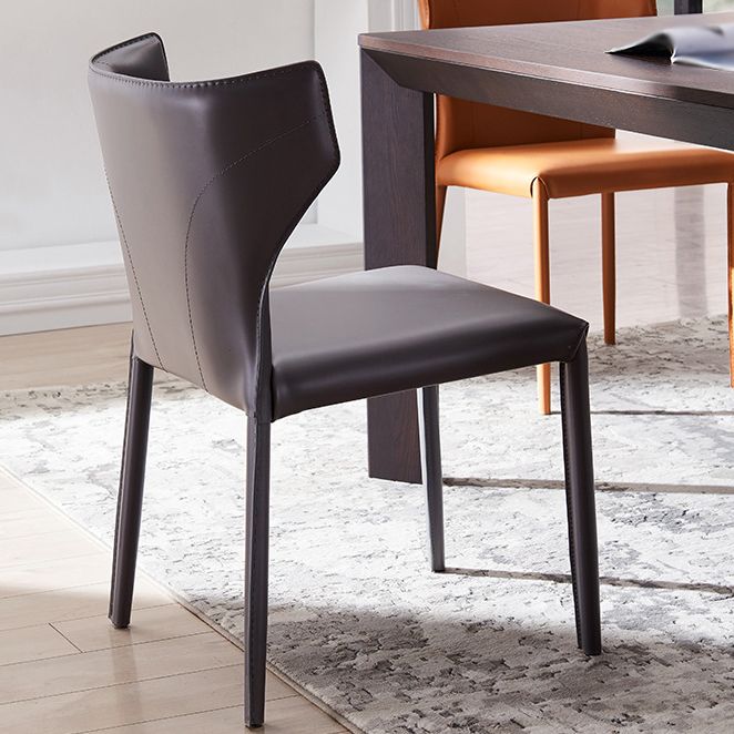 Modern Leather Indoor-Outdoor Room Side Chairs Solid Back Chair Clearhalo ' kitchen&dining_furn' 'Dining Chairs' 'Dining Tables & Seating' 'dining_chair' 'furn' 'furn_dining_chair' 'Furniture' 'furniture_dining_chair' 'Kitchen & Dining Furniture' 'kitchen' 1200x1200_80dff59a-571b-4fb2-884c-c3d391e21335