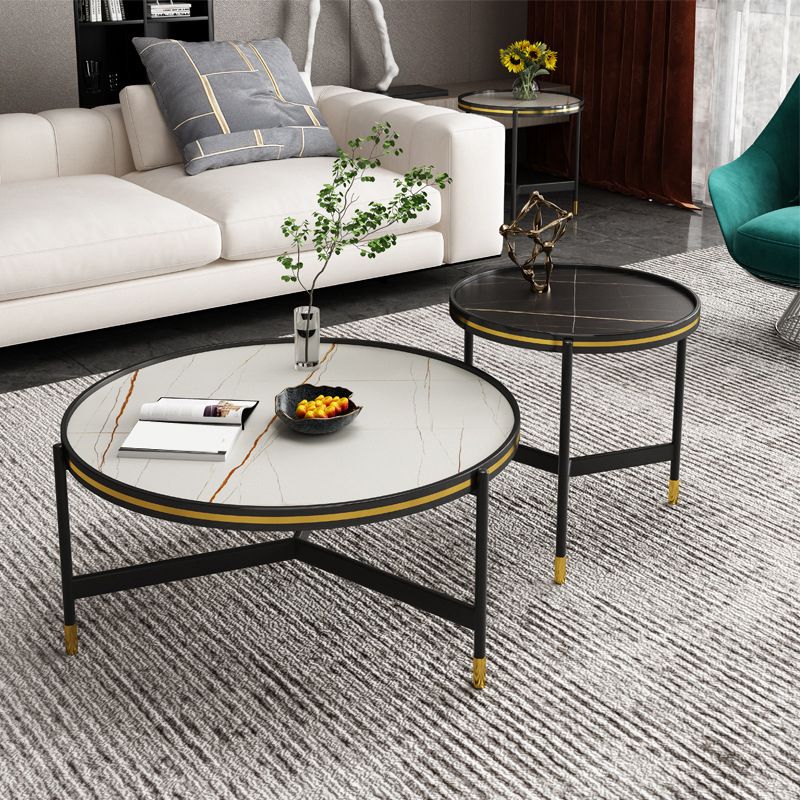 Round Slate 3 Legs Coffee Cocktail Table 2-Piece Coffee Table Set Clearhalo 'Coffee & Accent Tables' 'Coffee Tables' 'coffee_tables' 'furn' 'furn_coffee_tables' 'Furniture' 'Living Room Furniture' 1200x1200_80e0bcf1-2b4d-4473-9cfc-ec740f773f48
