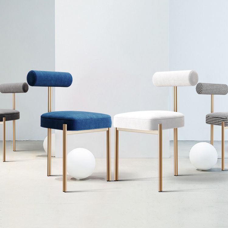 Nordic Flannelette Chair with Metal Base 32"H Open Back Dining Side Chair for Restaurant Clearhalo ' kitchen&dining_furn' 'Dining Chairs' 'Dining Tables & Seating' 'dining_chair' 'furn' 'furn_dining_chair' 'Furniture' 'furniture_dining_chair' 'Kitchen & Dining Furniture' 'kitchen' 1200x1200_80e22f87-54c9-44ac-bcf7-c3a409a14546