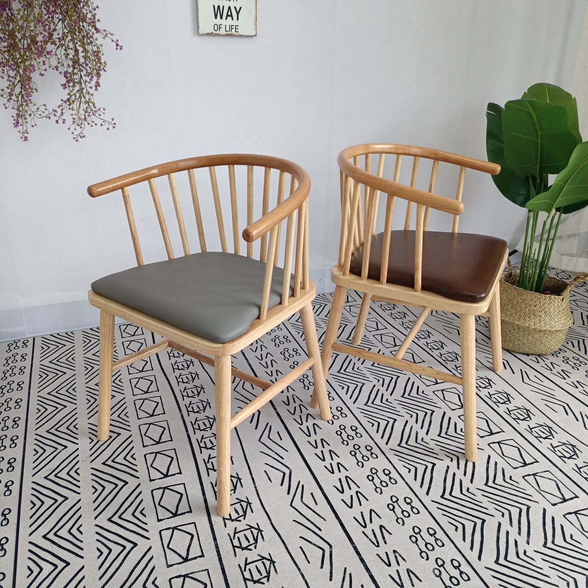 Modern Wood Dining Chair Slat Back Side Chair in Matte Finish for Home