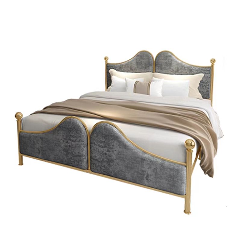 Glam Simple Metallic Bed Frame Upholstered Headboard Iron Panel Bed Clearhalo 'Bedroom Furniture' 'Beds' 'furn' 'furn_beds' 'Furniture' 1200x1200_80e2ab04-cb7f-42a0-ae90-f8d7f44aa6ef