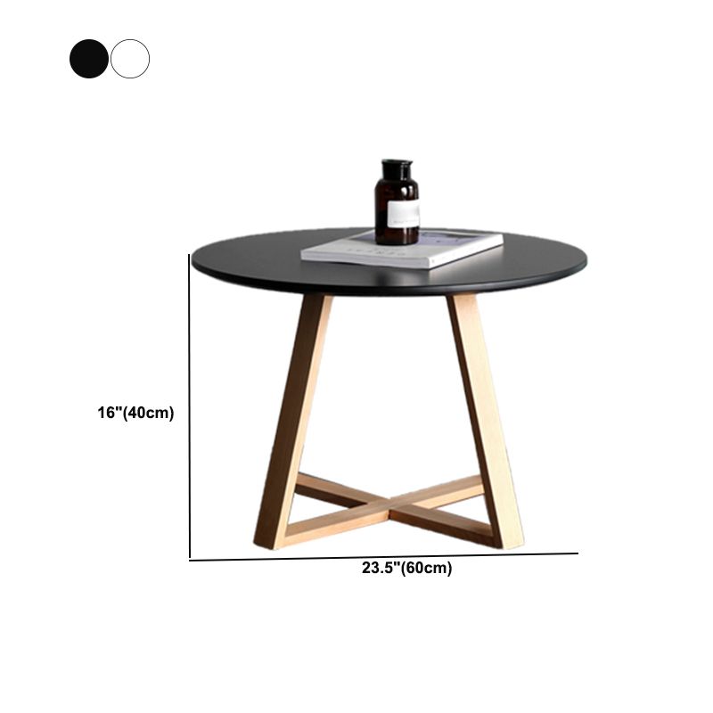 Table de bois rond en bois rond de style nordique avec table d'appoint de base en bois en bois