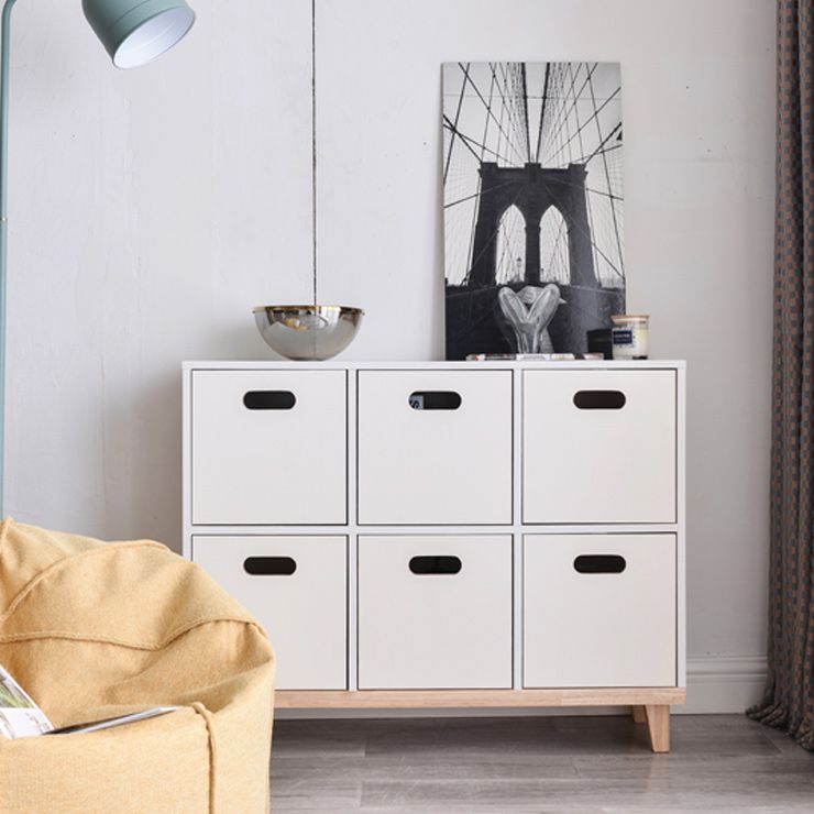 Contemporary Accent Cabinet with Withe Top and Natural Legs Cabinet