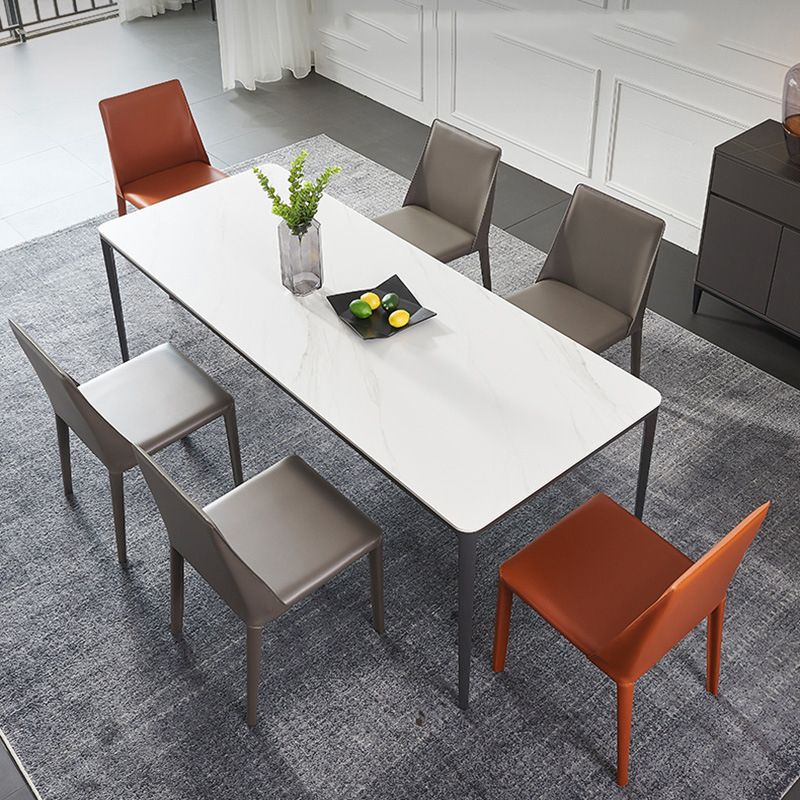 Minimalist Style Dining Table Set with Sintered Stone Table and PU Chairs Clearhalo 'Dining Room Sets' 'Dining Tables & Seating' 'dining_room_set' 'furn' 'furn_dining_room_set' 'Furniture' 'furniture_dining_room_set' 'Kitchen & Dining Furniture' 'kitchen&dining_furn' 'kitchen' 1200x1200_80e3cf37-0975-4b29-b0a1-8e6cfd129c32