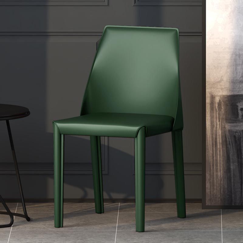 Chaise de salle à manger en cuir de cuisine moderne, chaise Parsons en finition mate pour la maison