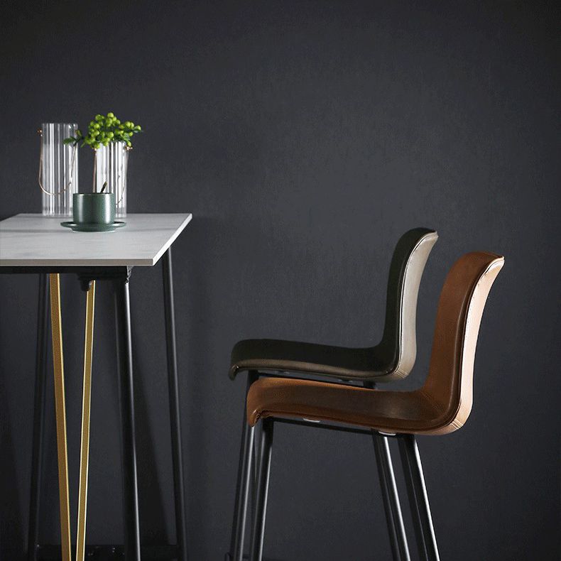 Contemporary Bar Stool Armless Leather Low Back Counter Chair with Footrest and Iron Base Clearhalo 'Bar Furniture' 'Bar Stools' 'bar_stools' 'furn' 'furn_bar_stools' 'furniture_bar_stools' 'Kitchen & Dining Furniture' 'kitchen&dining_furn' 'kitchen' 'kitchen_furn' Furniture' 1200x1200_80e493f5-9595-4e3a-9c3e-533a0cba1413