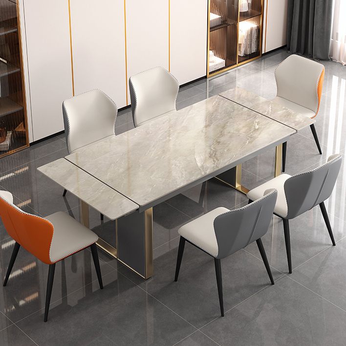 Rectangular Modern Sintered Stone Dining Room Set Dining Furniture Set with Metallic Base Clearhalo 'Dining Room Sets' 'Dining Tables & Seating' 'dining_room_set' 'furn' 'furn_dining_room_set' 'Furniture' 'furniture_dining_room_set' 'Kitchen & Dining Furniture' 'kitchen&dining_furn' 'kitchen' 1200x1200_80e5d04e-ee64-4c7d-9d6f-c053eb8c5f33