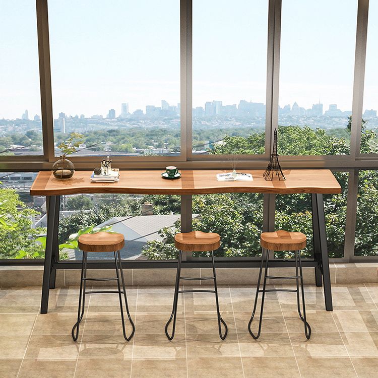 1/4 stukken industriële rechthoekige pubtafel set houten toonbanktafel met rugloze krukken