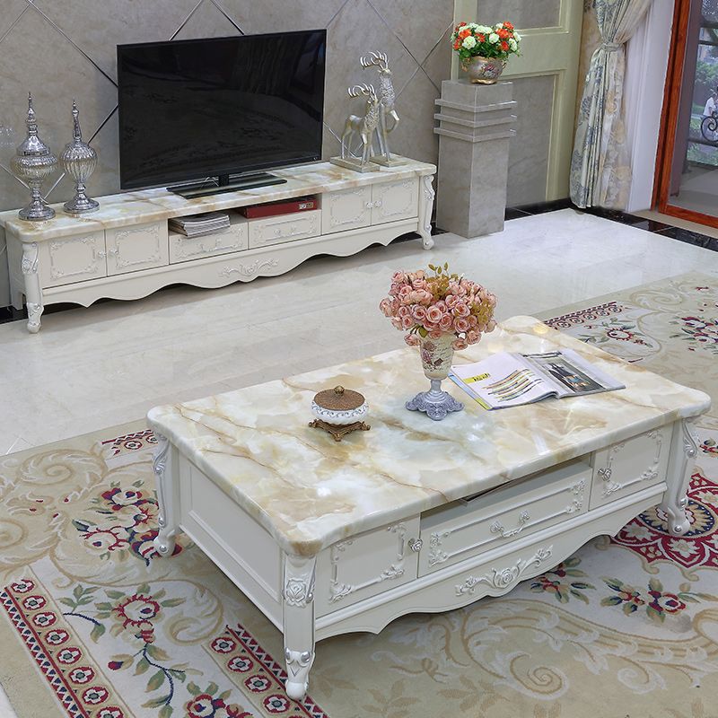 Glam TV Media Stand Solid Wood TV Stand Console met 2 laden