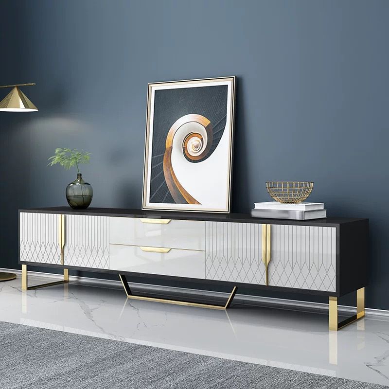Enclosed Storage TV Media Stand Glam TV Stand Console for Living Room Clearhalo 'furn' 'furn_tv_stands_entertainment_centers' 'Furniture' 'Living Room Furniture' 'TV Stands & Entertainment Centers' 'TV Stands & Media Storage Furniture' 'tv_stands_entertainment_centers' 1200x1200_80e7c2da-d3e9-4737-8e55-6e1c4b551a18