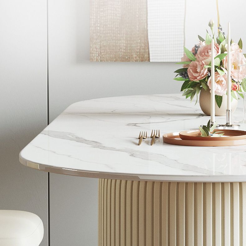 Sintered Stone Top Dining Table Oval Table with Metal Base and Double Pedestal Clearhalo ' dining_table' 'Dining Tables & Seating' 'Dining Tables' 'furn' 'furn_dining_table' 'Furniture' 'furniture_dining_table' 'Kitchen & Dining Furniture' 'kitchen&dining_furn' 'kitchen' 'kitchen_dining_table' 1200x1200_80e96be4-e2a6-4c6f-a1d6-45b452efb9a4