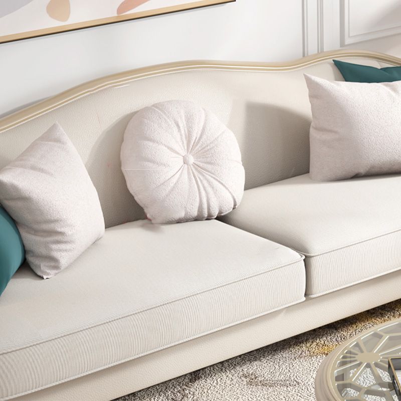 Canapé de faux cuir français avec pouf inclus dans le bois