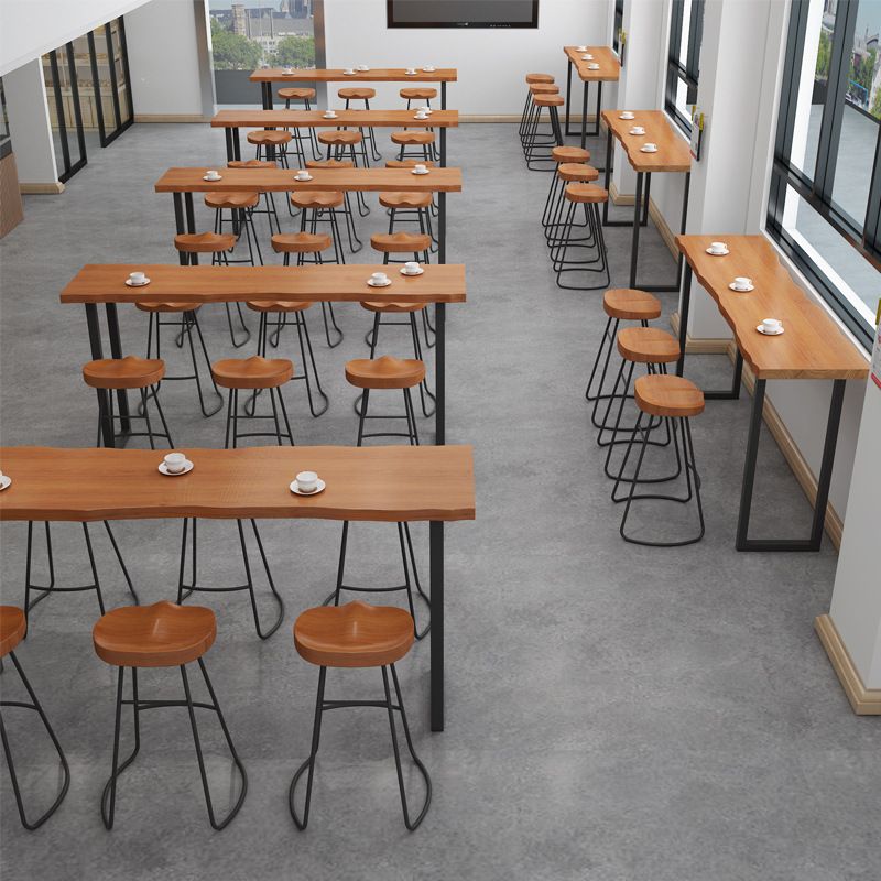 Pine Wood Top Bar Dining Table Modern Bistro Table with Double Pedestal in Black Clearhalo 'Bar Furniture' 'Bar Tables' 'bar_tables' 'furn' 'furn_bar_tables' 'Furniture' 'Kitchen & Dining Furniture' 1200x1200_80eb4059-f070-4a5f-8619-ef2eb6efe06a