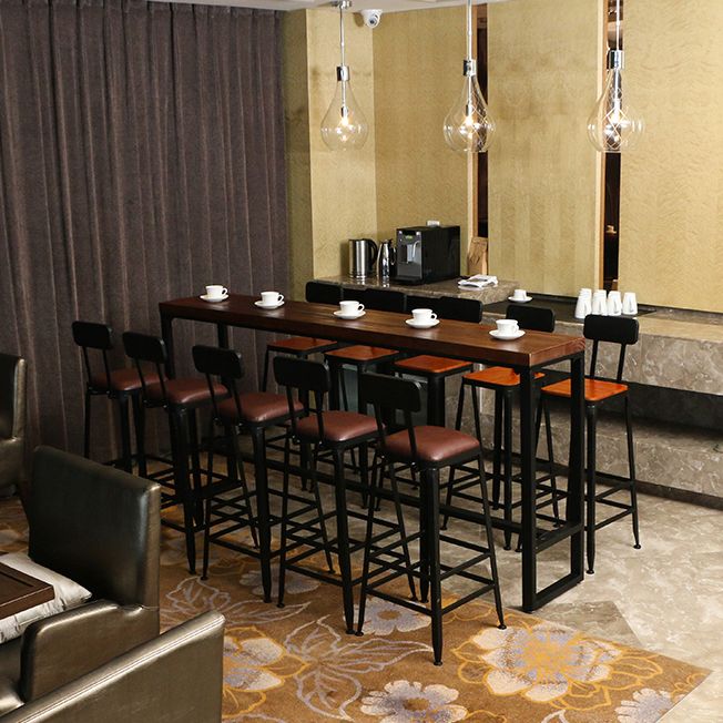 Pine Wood Bar Dining Table Industrial Rectangle Bar Table with Trestle for Dining Room Clearhalo 'Bar Furniture' 'Bar Tables' 'bar_tables' 'furn' 'furn_bar_tables' 'Furniture' 'Kitchen & Dining Furniture' 1200x1200_80eb77c1-7e5f-45ff-99df-e9e26e982f92