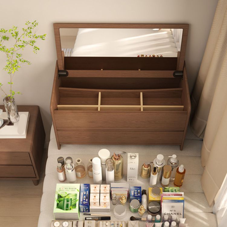 Solid Wood Scandinavian With Drawer Mirror Bedroom Make-up Vanity Clearhalo 'Bedroom Furniture' 'furn' 'furn_makeup_vanities' 'Furniture' 'Makeup Vanities' 'makeup_vanities' 1200x1200_80ec9ba4-9476-4ce1-b9a0-7bbb7f5f8aa2