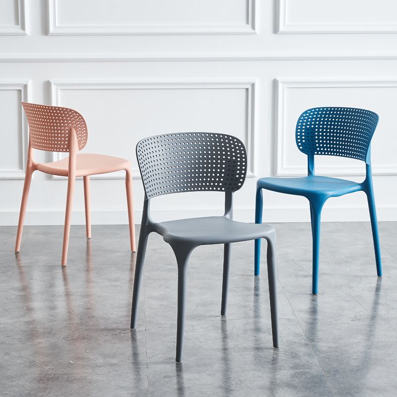 Stackable Plastic Dining Side Chairs Open Back Armless Dining Chairs (Set of 4) Clearhalo ' kitchen&dining_furn' 'Dining Chairs' 'Dining Tables & Seating' 'dining_chair' 'furn' 'furn_dining_chair' 'Furniture' 'furniture_dining_chair' 'Kitchen & Dining Furniture' 'kitchen' 1200x1200_80edcb7e-3d90-4102-a52e-119a84d147da