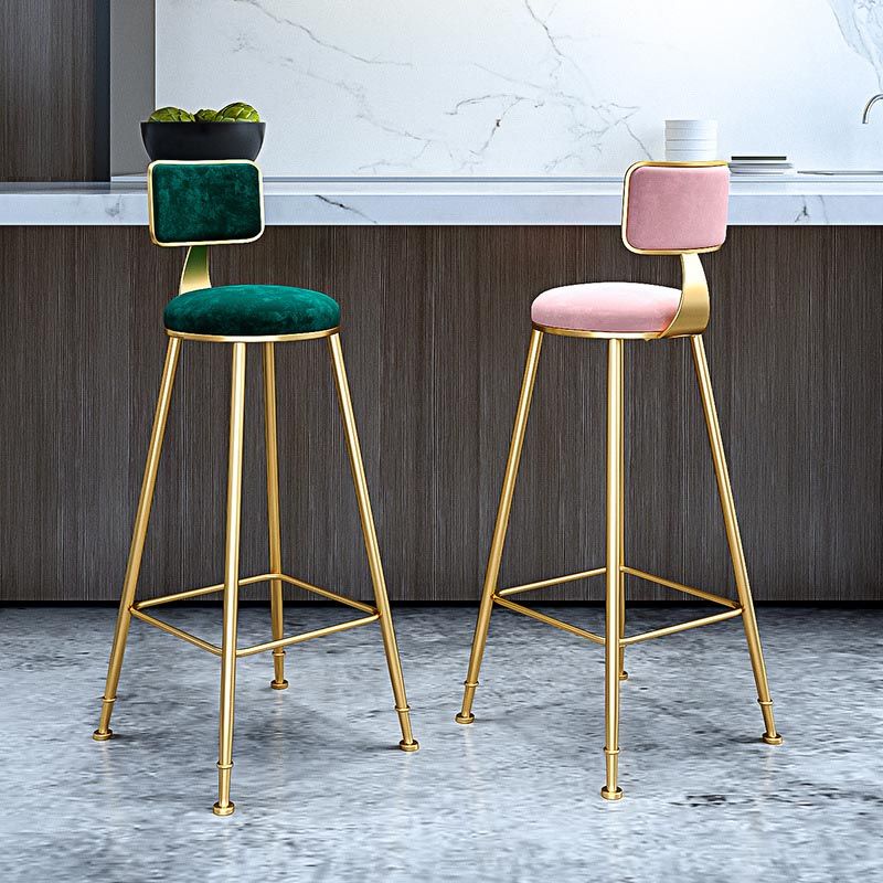 Glam Metal Barstool Velvet Gold Furniture in Matte Finish for Indoor Clearhalo 'Bar Furniture' 'Bar Stools' 'bar_stools' 'furn' 'furn_bar_stools' 'Furniture' 'Kitchen & Dining Furniture' 1200x1200_80eddb53-afca-4e07-a7a2-4424c4384bdc