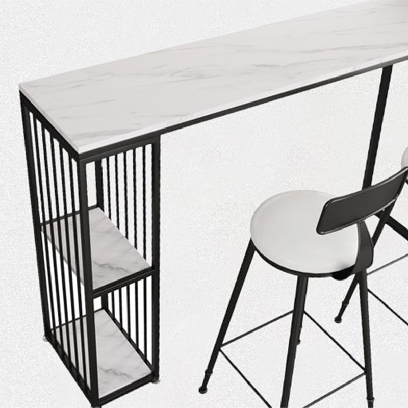 Zeitgenössischer rechteckiger Bartisch aus Kunstmarmor, Bar-Esstisch mit Stauraum