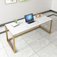 Glam Marble Office Desk 1-plank rechthoekig schrijfbureau met metalen benen